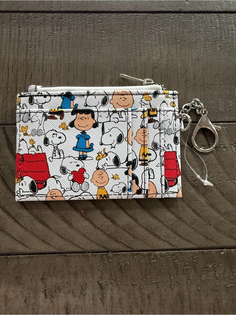 Peanuts Snoopy Card Holder with Keychain - White Multi NWOT